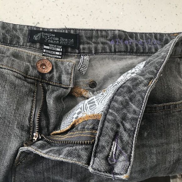 Volcom Womens Slim Straight Jeans Size 5 Gray Low Rise Stretch Denim Distressed - Picture 6 of 8